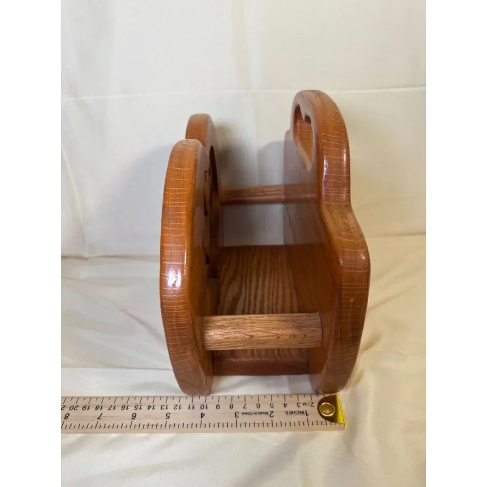 Vintage Oak Wood Hand Carved Love Birds Heart Napkin Letter Mail Holder Country